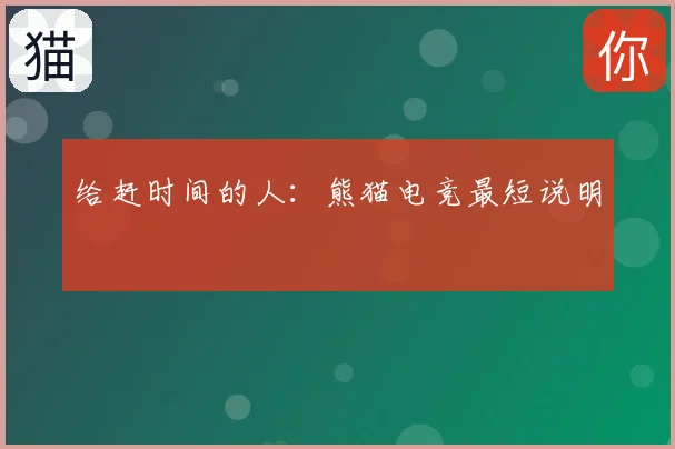 给赶时间的人:熊猫电竞最短说明